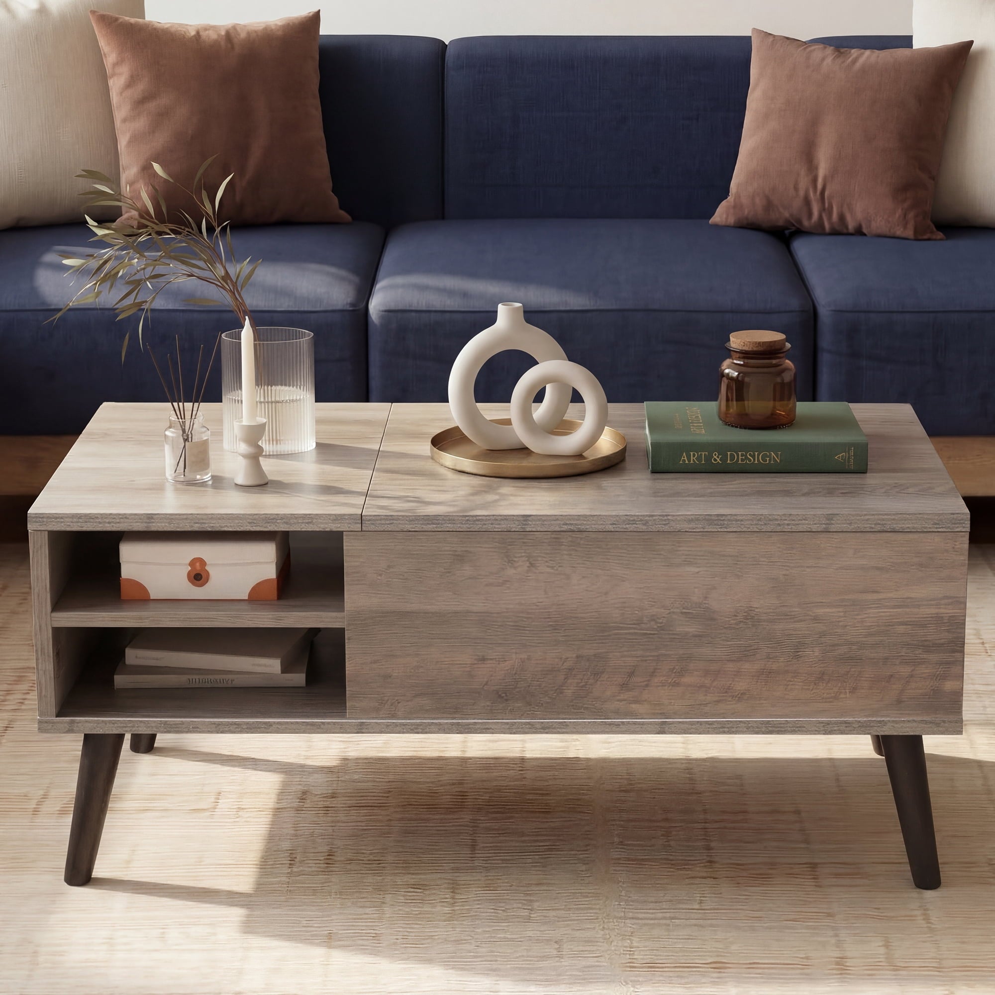 GALAXHERO Coffee Table with Removable Storage Shelves Lift Top Small Coffee Table for Living Room
