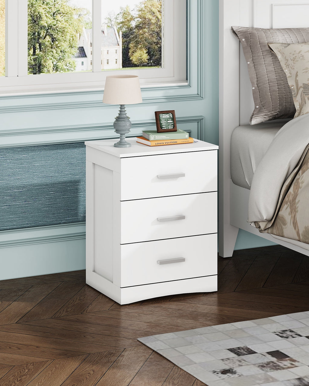 GALAXHERO 3 Drawer Night Stands for Bedroom, Tall Nightstand with Storage Cabinets, Wooden Bedside Table End Table for Living Room
