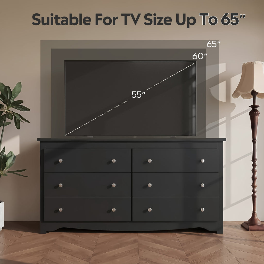 GALAXHERO Modern Wood Dresser with 6 Drawers – Wide Storage Chest for Bedroom, Living Roomloset, Hallway – Large Organizer Nightstand Unit, 59”W