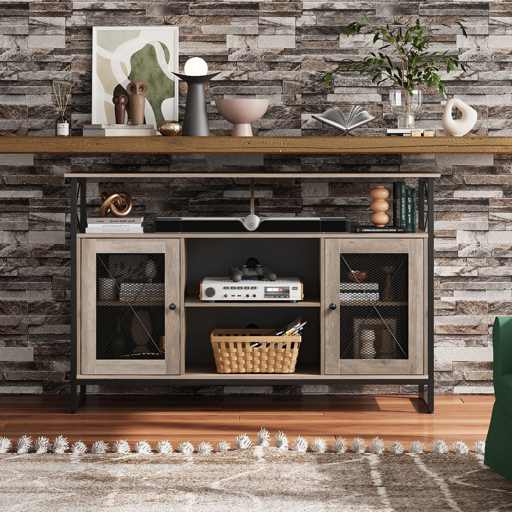 GALAXHERO TV Stand for 55 inch TV Entertainment Center with Storage, Farmhouse Industrial TV Console for Living Room Bedroom, Tall Media Console Stand