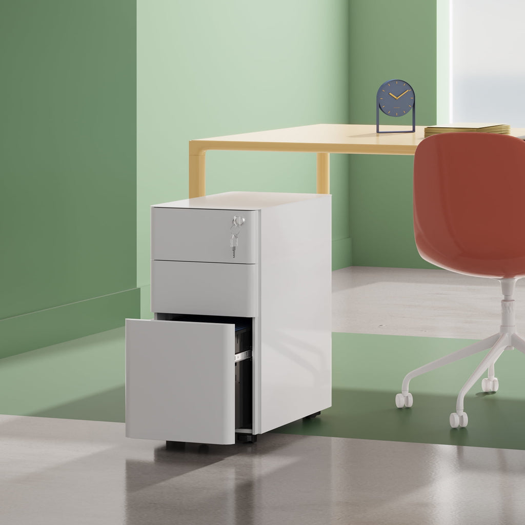 GALAXHERO 3 Drawer Metal File Cabinet with Lock, Vertical Rolling Filing Cabinet for Home Office, Fits A4/Letter/Legal