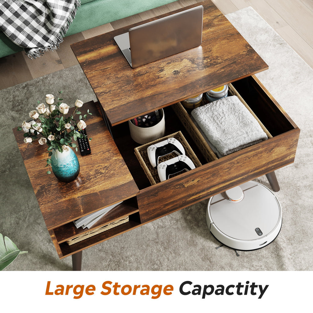 GALAXHERO Coffee Table with Removable Storage Shelves Lift Top Small Coffee Table for Living Room