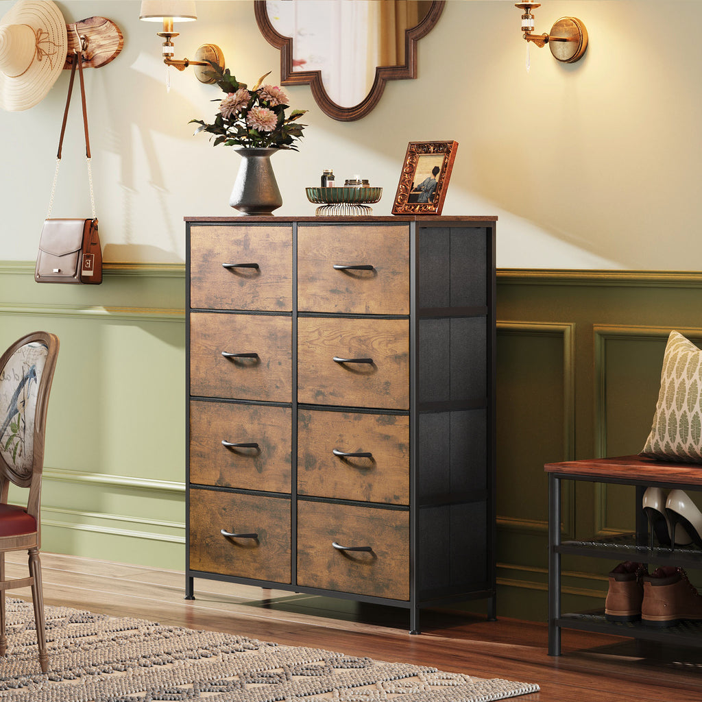 GALAXHERO 8 Drawer Fabric Dresser for Bedroom, Storage Bins Chest of Drawer for Closet, Living Room, Hallway