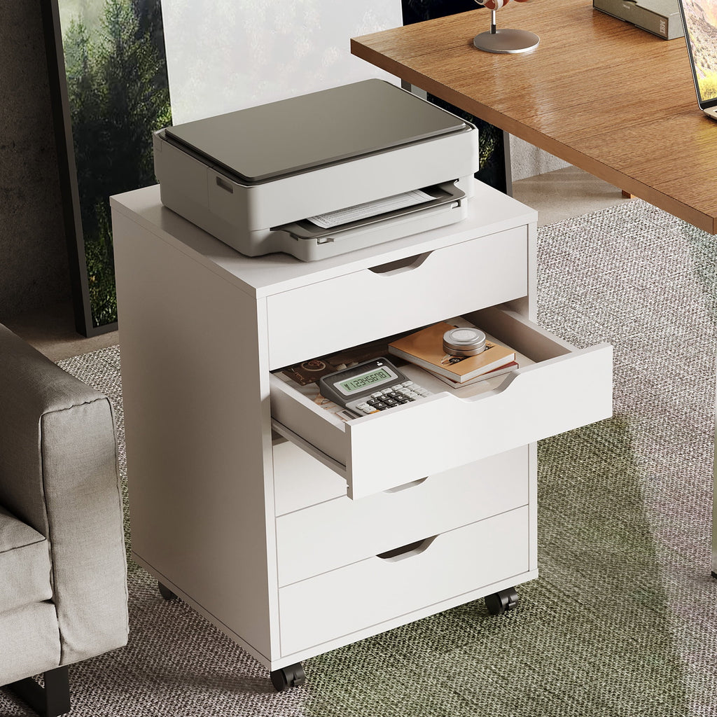 GALAXHERO 5 Drawer File Cabinet, Small Rolling Office Cabinet with Drawers & Wheels, Wood Storage Cabinet for Home Office