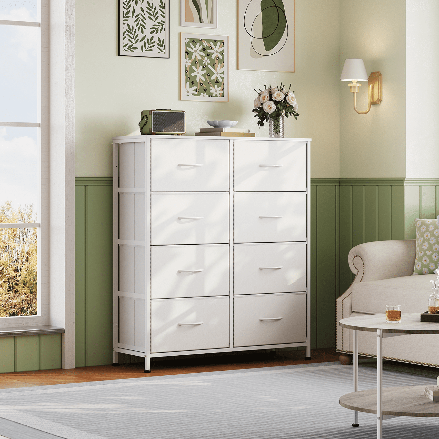 GALAXHERO 8 Drawer Fabric Dresser for Bedroom, Storage Bins Chest of Drawer for Closet, Living Room, Hallway