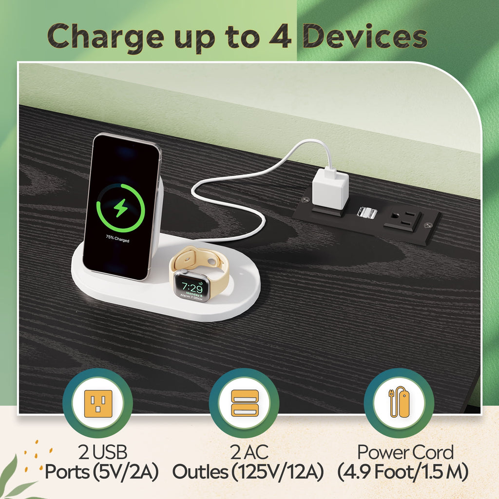 GALAXHERO Printer Cart with Storage Shelf, 3 Drawer File Cabinets Fit Letter/A4 Size, Mobile Printer Stand with Charging Station for Home Office, Black