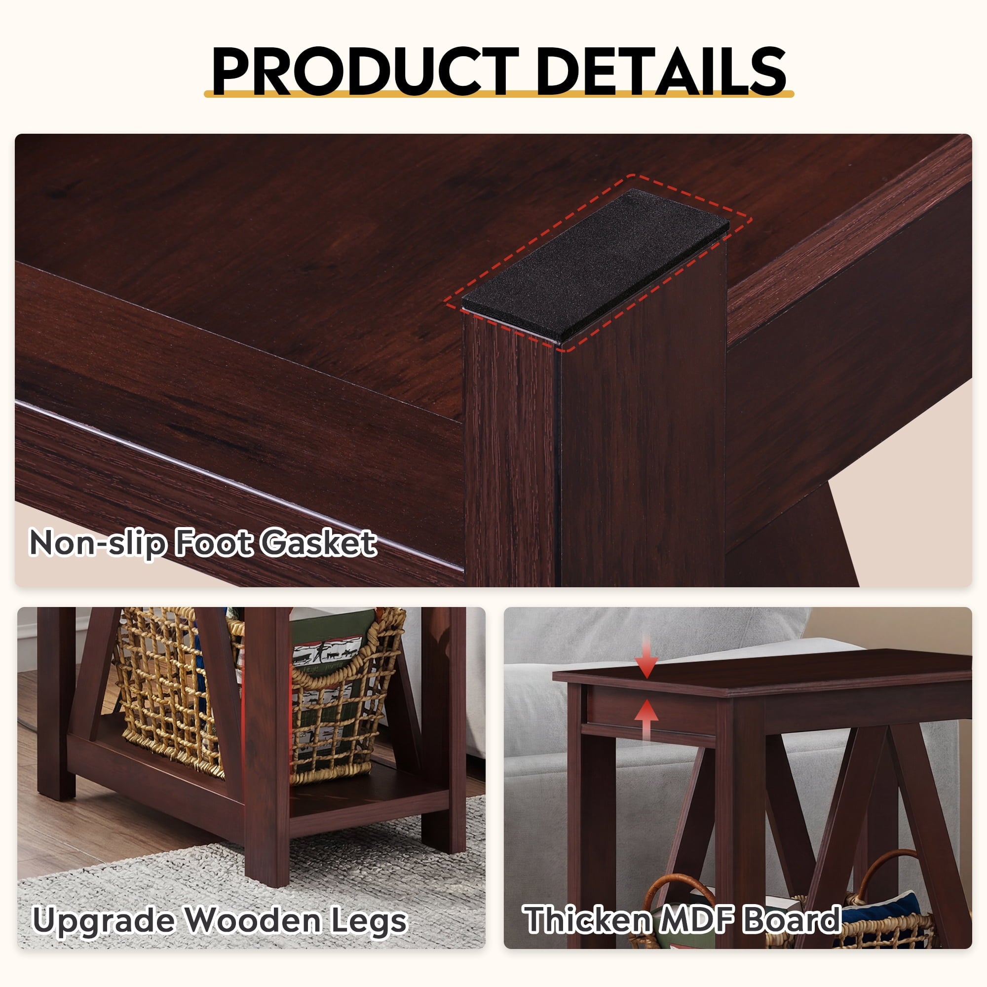GALAXHERO Narrow End Table with Charging Station and Open Storage Shelf Sofa Side Table with 2 USB Ports and 2 Power Outlets, Slim Farmhouse End Table for Small Spaces, Bedroom, Living Room