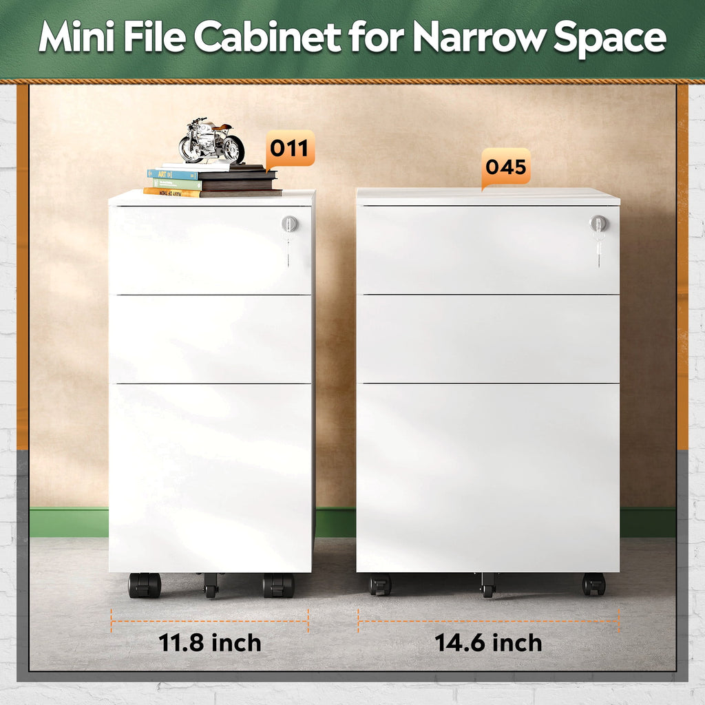 GALAXHERO 3-Drawer File Cabinet, Vertical Metal Filing Cabinet with Lock, Mobile Office Cabinet with Drawers for Home Office, Legal,Letter, A4-Size Files