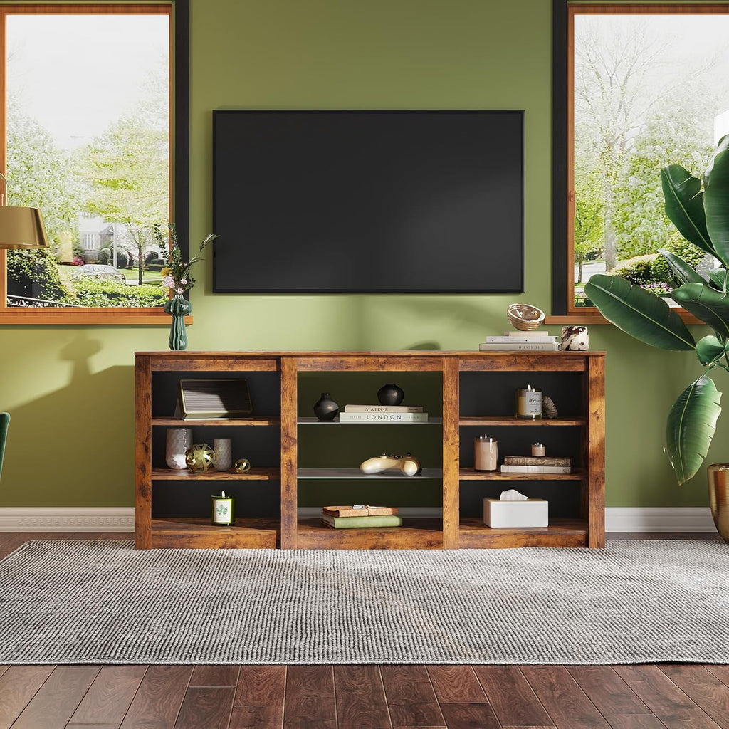 GALAXHERO Modern TV Stand for 65 Inch TV Entertainment Center with Adjustable Open Shelves & LED Lights Sturdy Media Console for Living Room, Bedroom, Gaming