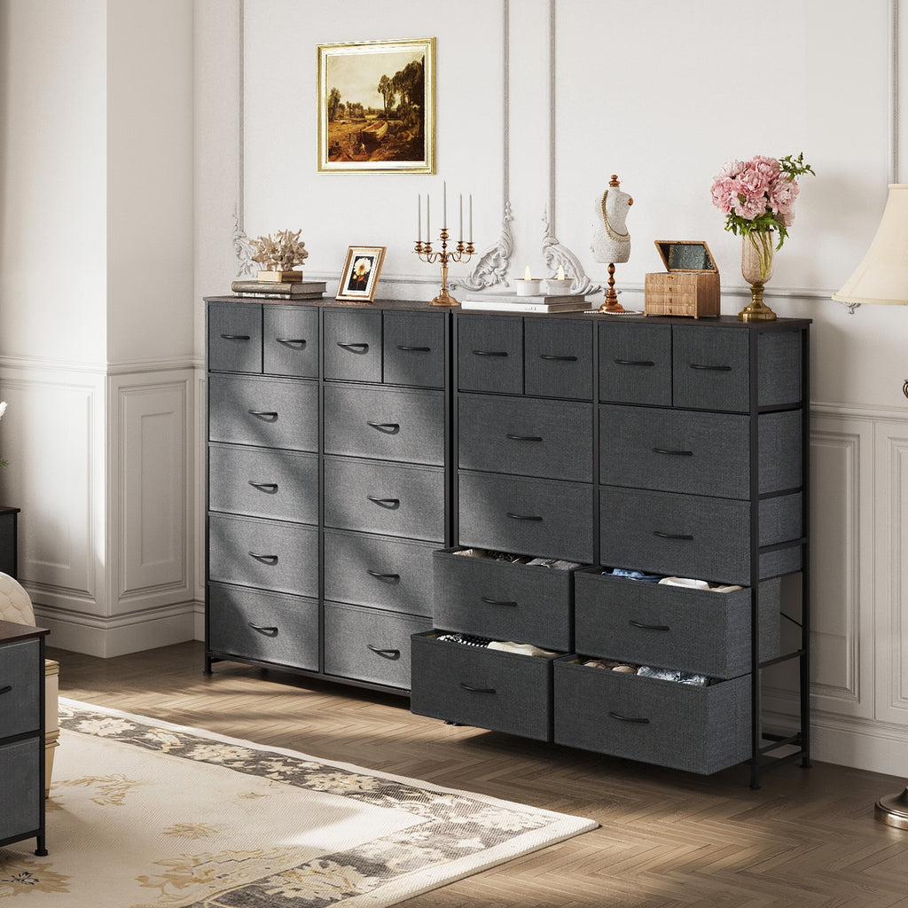 GALAXHERO 12-Drawer Tall Fabric Dresser with Wood Top and Steel Frame, Storage Chest of Drawers for Bedroom, Closet