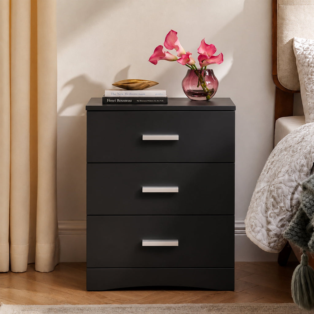 GALAXHERO 3 Drawer Night Stands for Bedroom, Tall Nightstand with Storage Cabinets, Wooden Bedside Table for Living Room Dorm