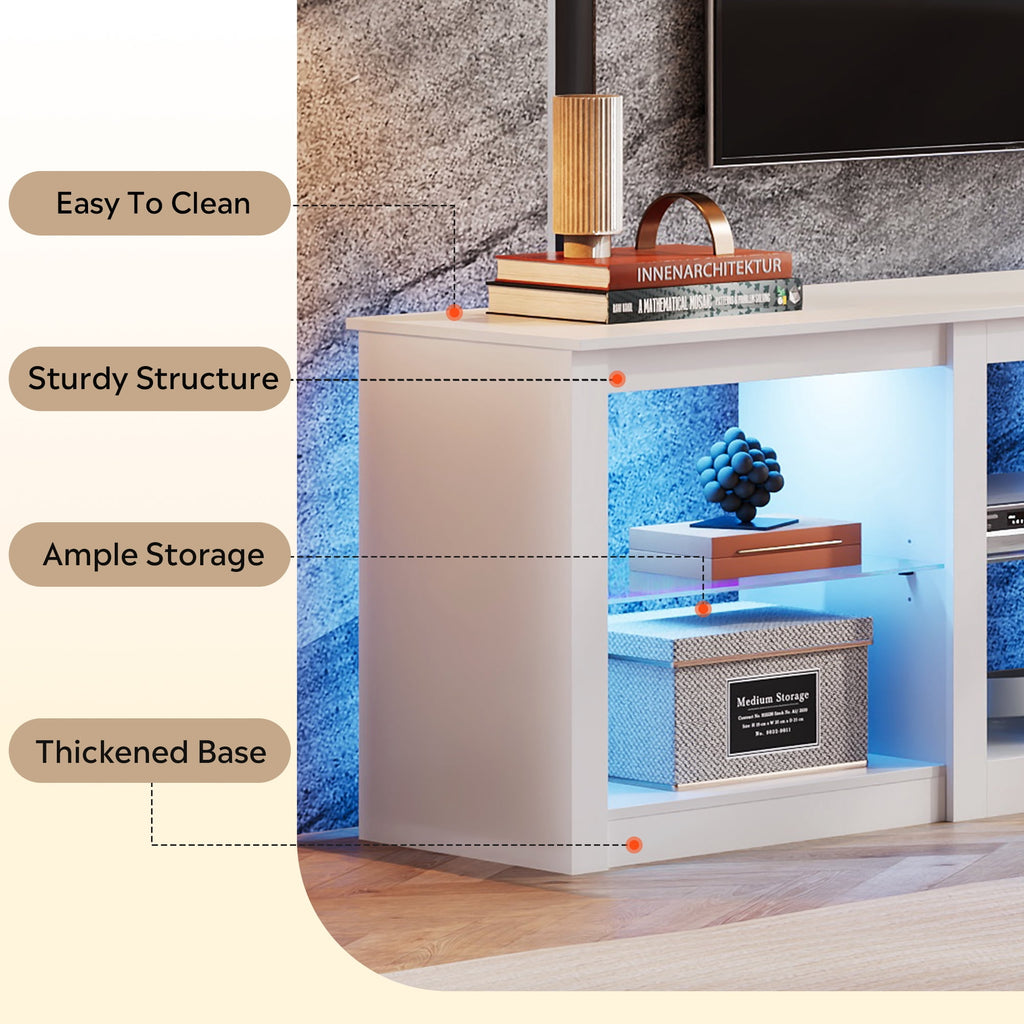 GALAXHERO TV Stand for 55/65/75 Inch, TV Modern Entertainment Center with LED Lights & Adjustable Glass Shelves Sturdy Media Console for Living Room, Bedroom, Gaming