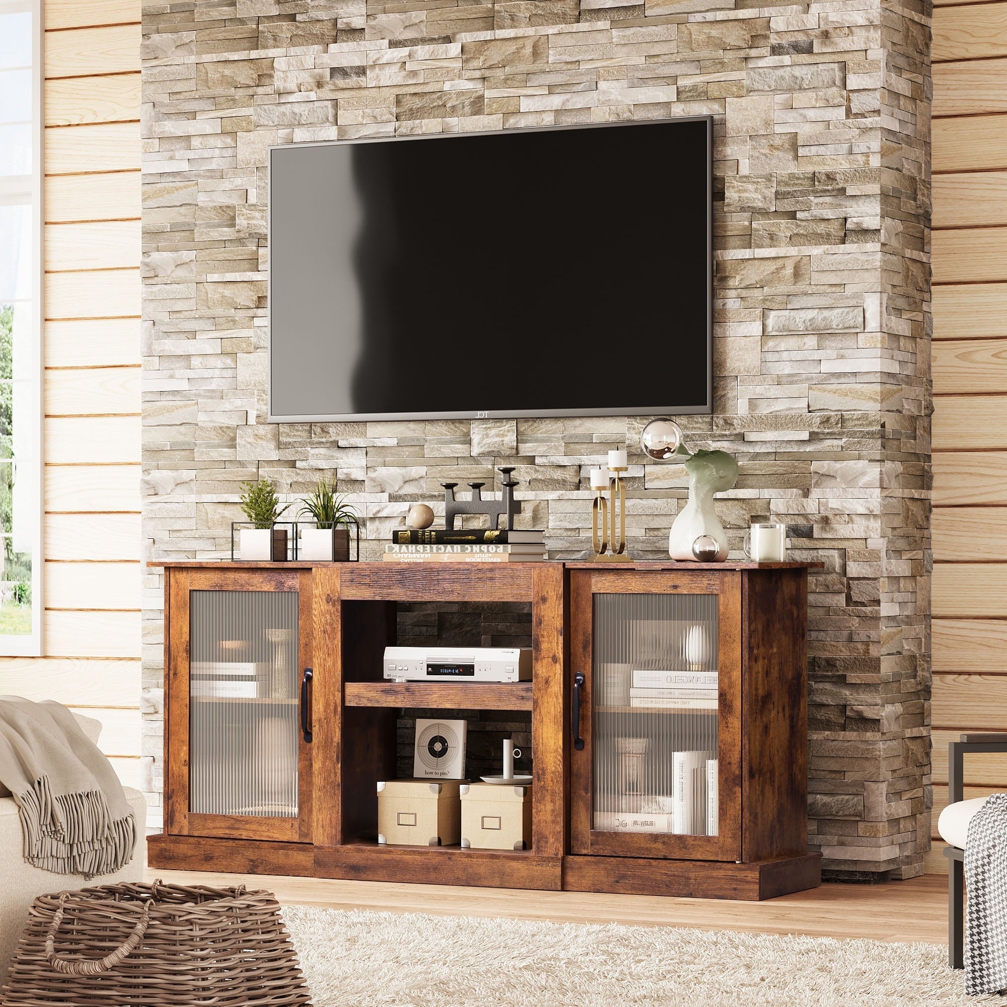 GALAXHERO TV Stand for 65 inch TV Media Console Cabinet with Storage and Open Shelves Entertainment Center for Living Room, Bedroom