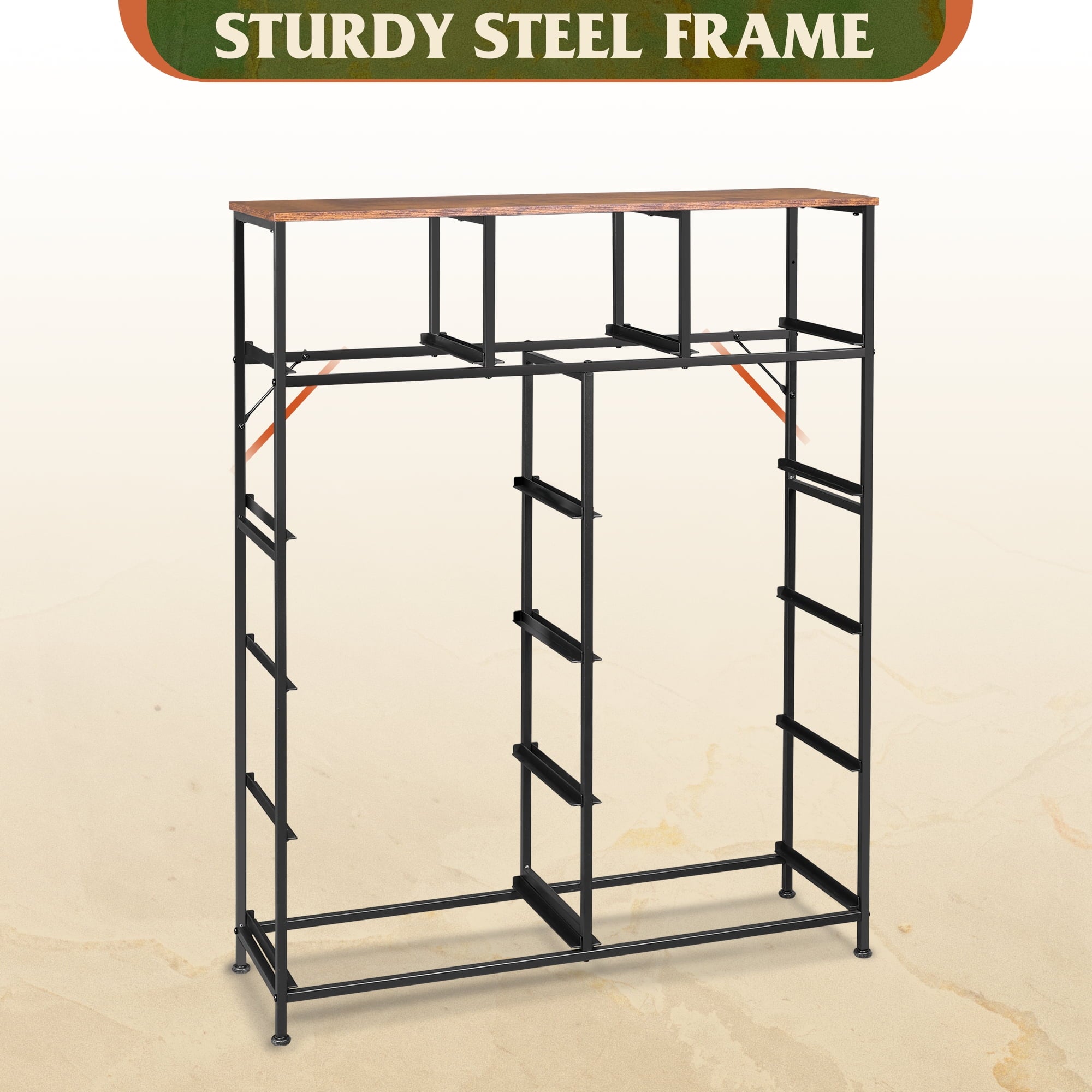 GALAXHERO Tall Dresser with 11 Fabric Drawers, Storage Chest for Bedroom, Closet, Hallway, Steel Frame, Wood Top，Rustic Brown Wood Grain Print