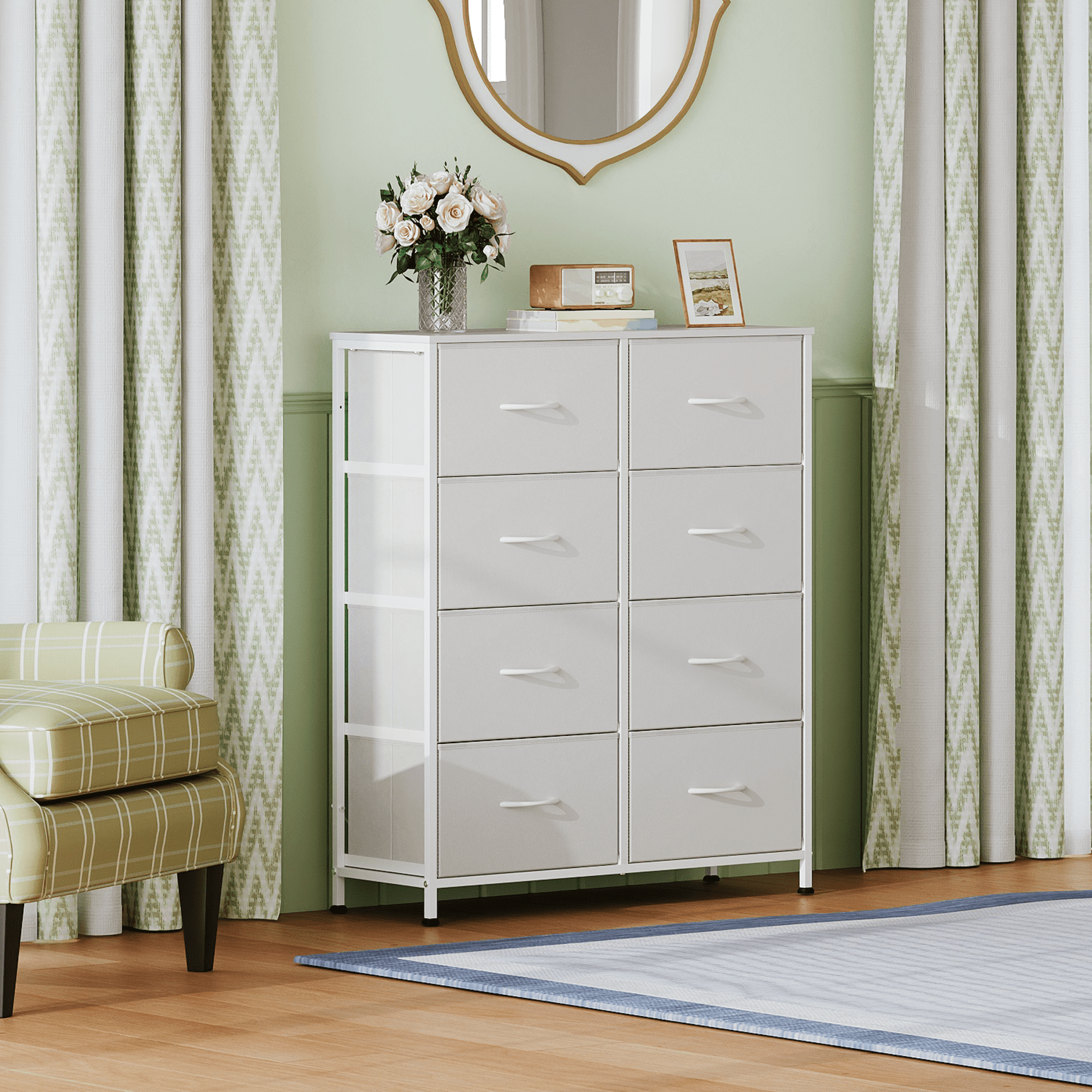 GALAXHERO 8 Drawer Fabric Dresser for Bedroom, Storage Bins Chest of Drawer for Closet, Living Room, Hallway
