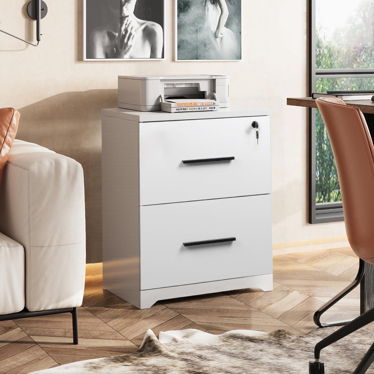 GALAXHERO 2-Drawer Lateral File Cabinet, Wide Wood Cabinets for Home Office with Lock for Home Office, Anti-tilt function, Fits Legal/Letter Size