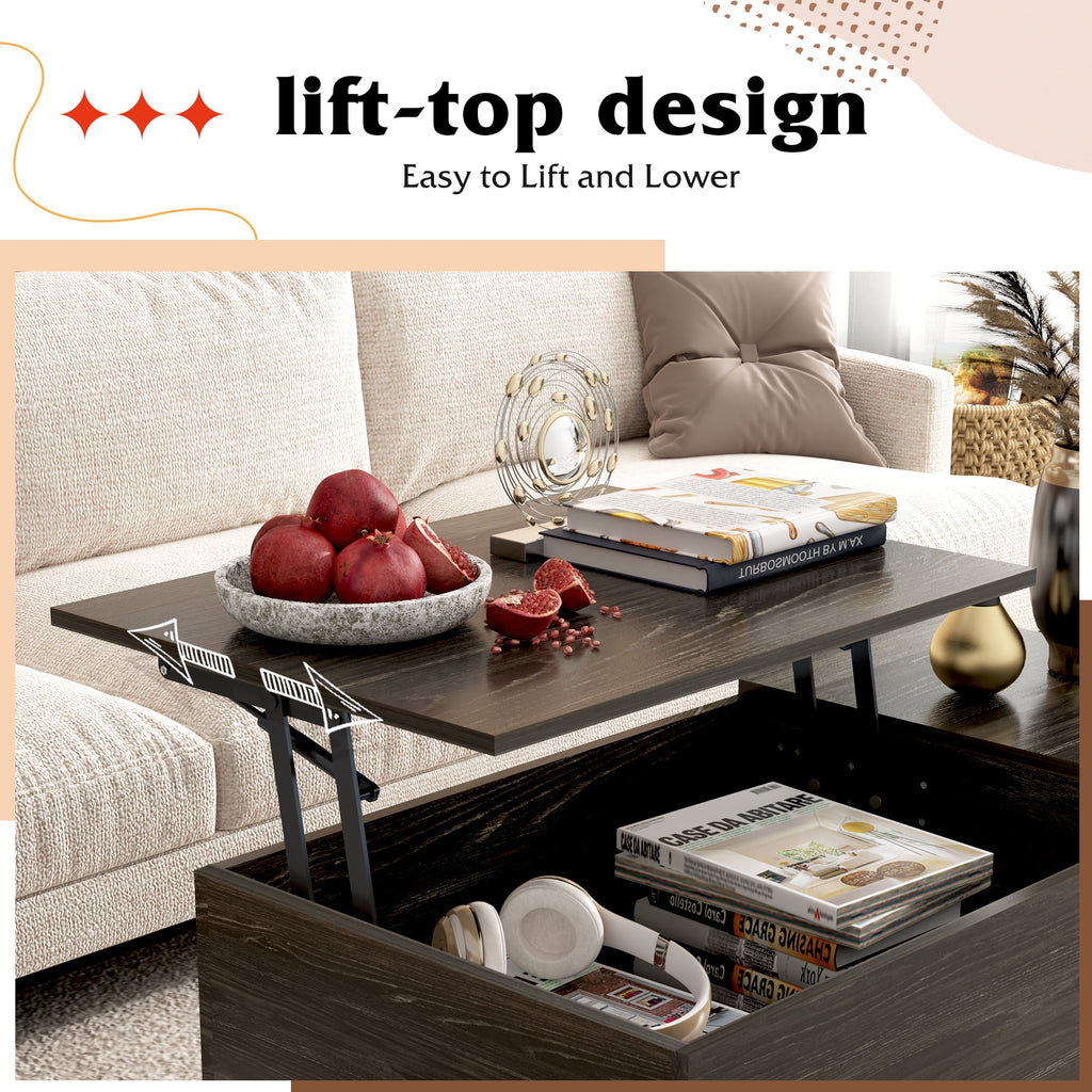 GALAXHERO Coffee Table with Removable Storage Shelves Lift Top Small Coffee Table for Living Room