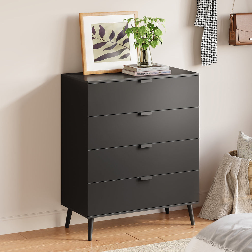 GALAXHERO 4 Drawer Dresser for Bedroom, Wood Chest of Drawers, Organizer Unit with Metal Handle for Living Room, Closet, Hallway