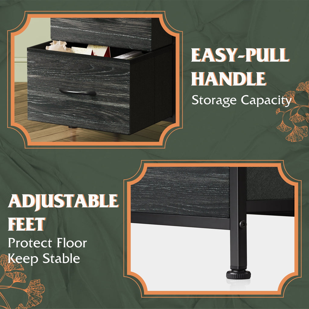 GALAXHERO 3 Drawer Nightstand, Fabric Storage Dresser Sturdy Steel Frame with Wood Top