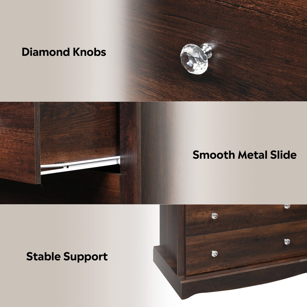 GALAXHERO 5 Drawer Dresser for Bedroom, Retro Wood Chest of Drawers, Tall Dresser with Round Metal Handle for Living Room, Hallway, Closet
