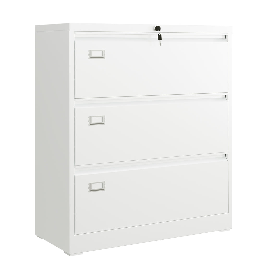 GALAXHERO Lateral File Cabinet with 3 Drawer, Metal Lockable Storage Cabinet for Home Office, Hanging Files Letter/Legal/F4/A4 Size, Black