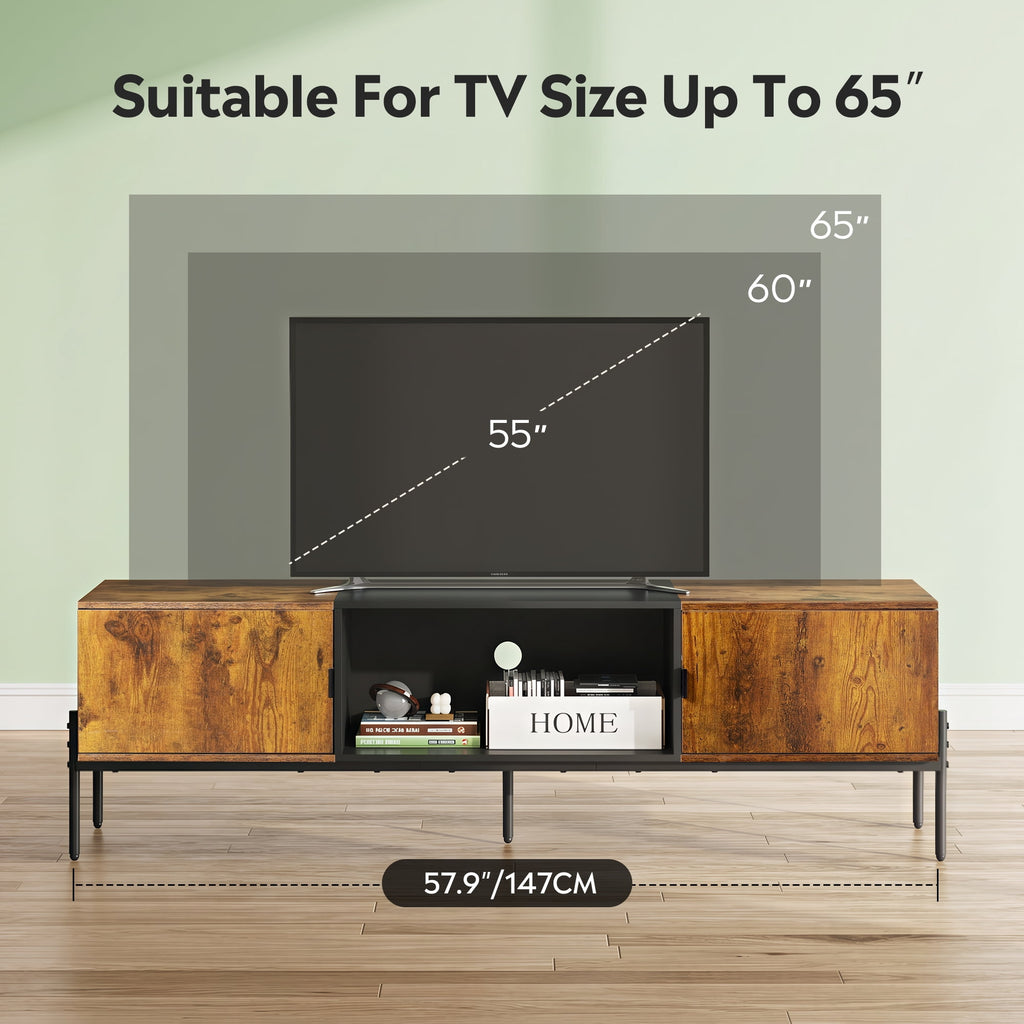 GALAXHERO TV Stand Modern Entertainment Center with Storage Cabinets and Metal Legs for Bedroom and Living Room, TV Console, 65 Inch