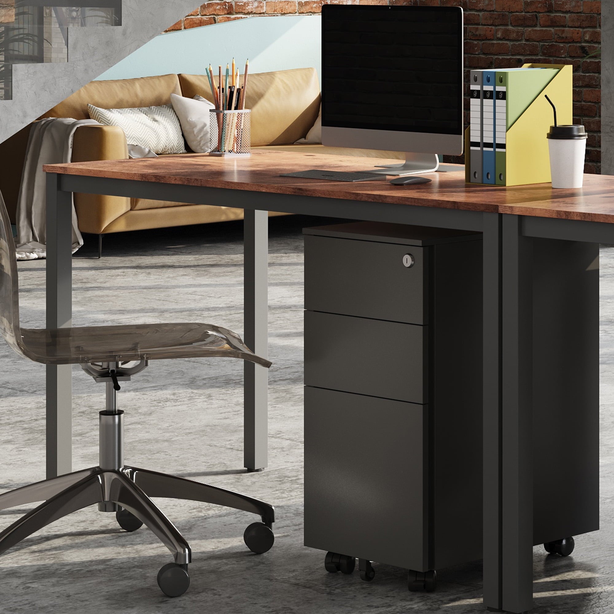 GALAXHERO 3-Drawer File Cabinet, Vertical Metal Filing Cabinet with Lock, Mobile Office Cabinet with Drawers for Home Office, Legal,Letter, A4-Size Files
