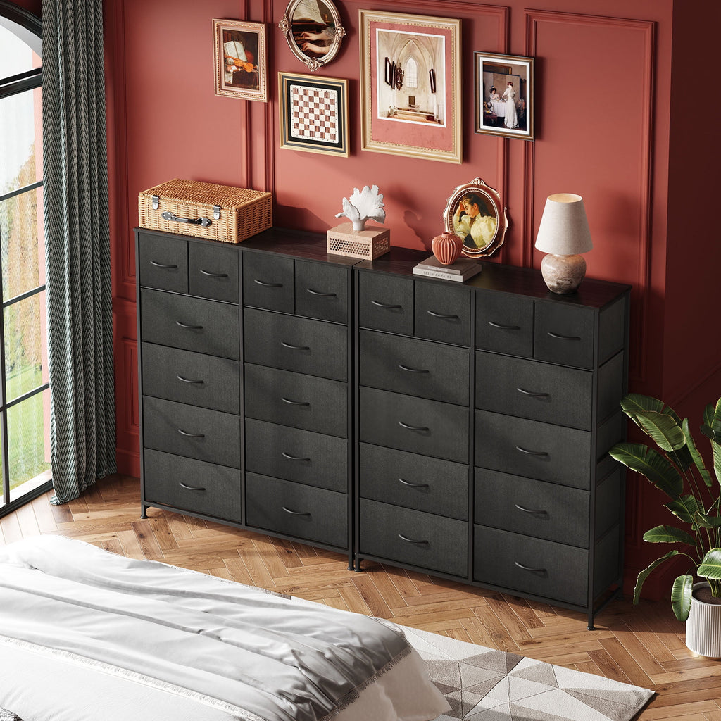 GALAXHERO 12-Drawer Tall Fabric Dresser with Wood Top and Steel Frame, Storage Chest of Drawers for Bedroom, Closet