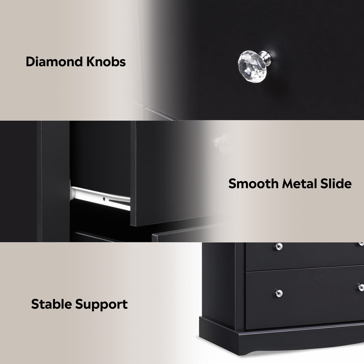 GALAXHERO 5 Drawer Dresser for Bedroom, Retro Wood Chest of Drawers, Tall Dresser with Round Metal Handle for Living Room, Hallway, Closet