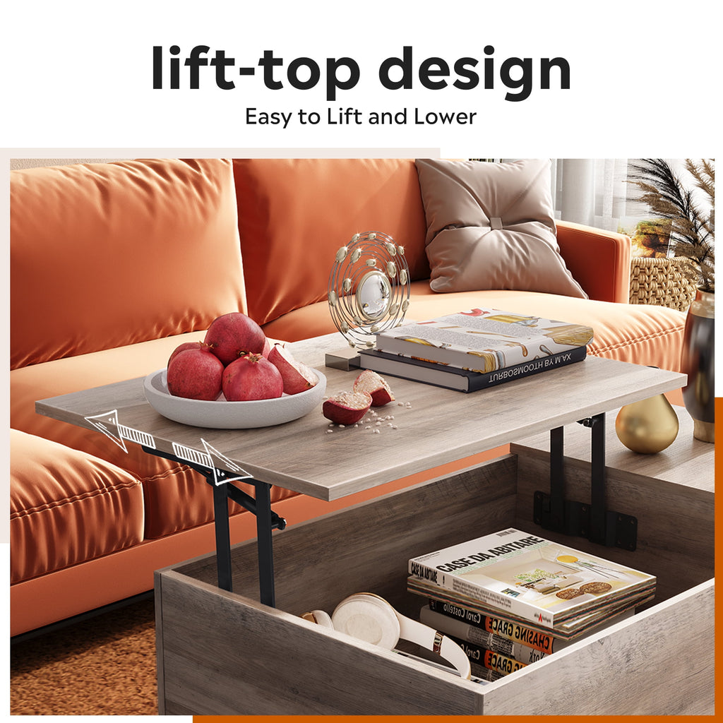 GALAXHERO Coffee Table with Removable Storage Shelves Lift Top Small Coffee Table for Living Room