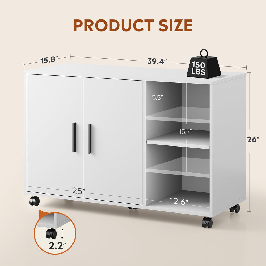 GALAXHERO Wood Storage Cabinets with Doors and Shelves, Lateral File Cabinet & Printer Stand with Storage for Home Office