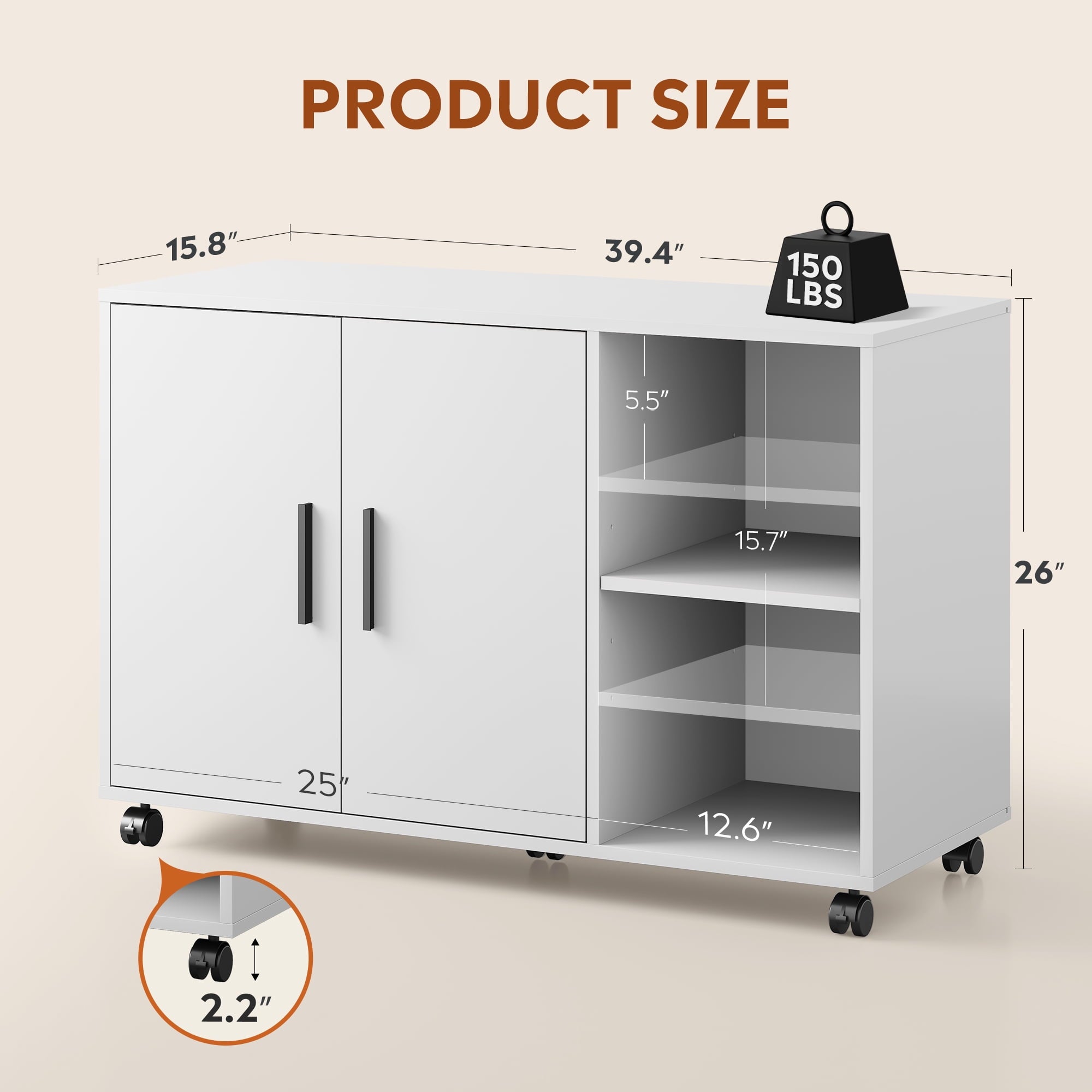 GALAXHERO Wood Storage Cabinets with Doors and Shelves, Lateral File Cabinet & Printer Stand with Storage for Home Office