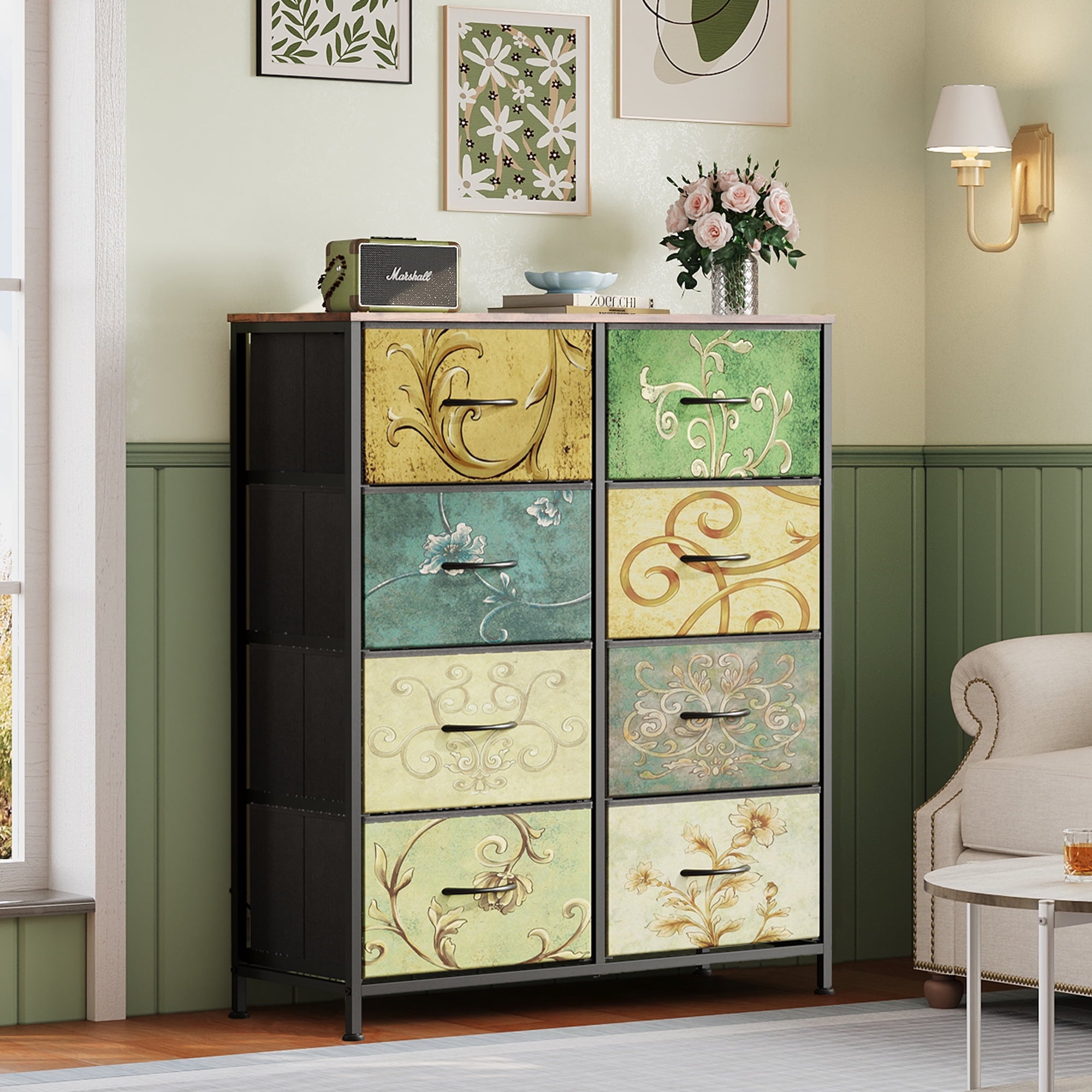 GALAXHERO 8 Drawer Fabric Dresser for Bedroom, Storage Bins Chest of Drawer for Closet, Living Room, Hallway