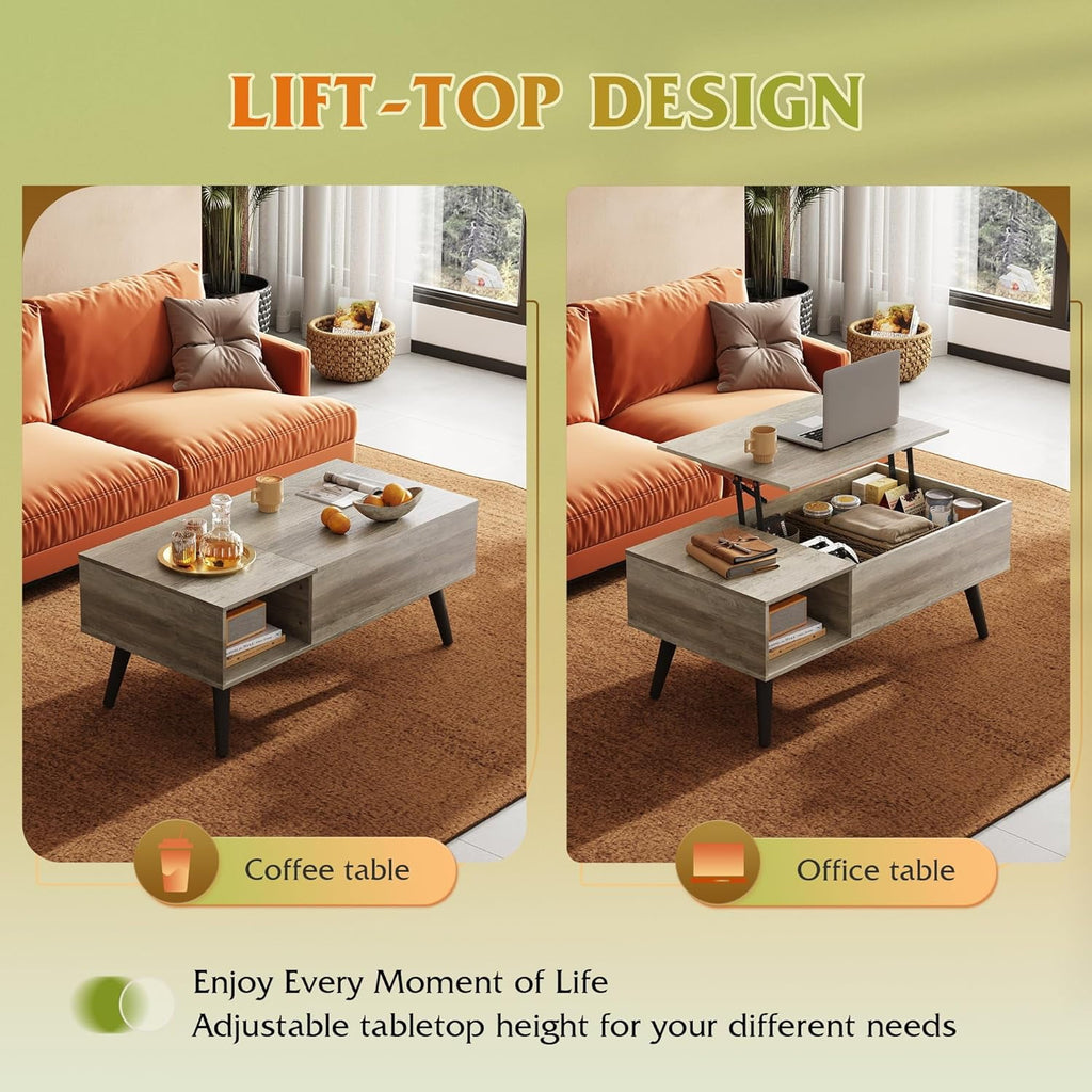 GALAXHERO Lift Top Coffee Table with Storage Small Living Room Table with Storage Shelf & Hidden Compartment