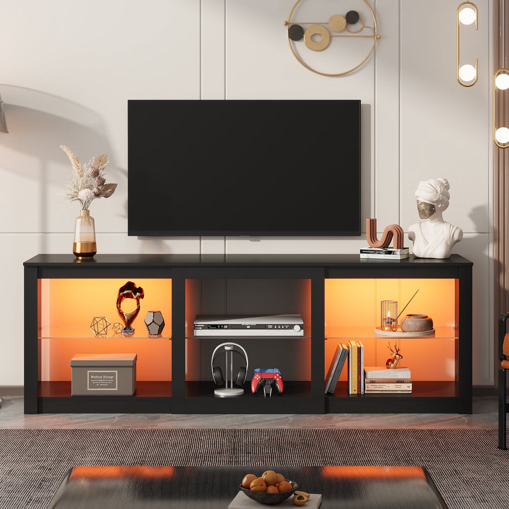 GALAXHERO TV Stand for 55/65/75 Inch, TV Modern Entertainment Center with LED Lights & Adjustable Glass Shelves Sturdy Media Console for Living Room, Bedroom, Gaming