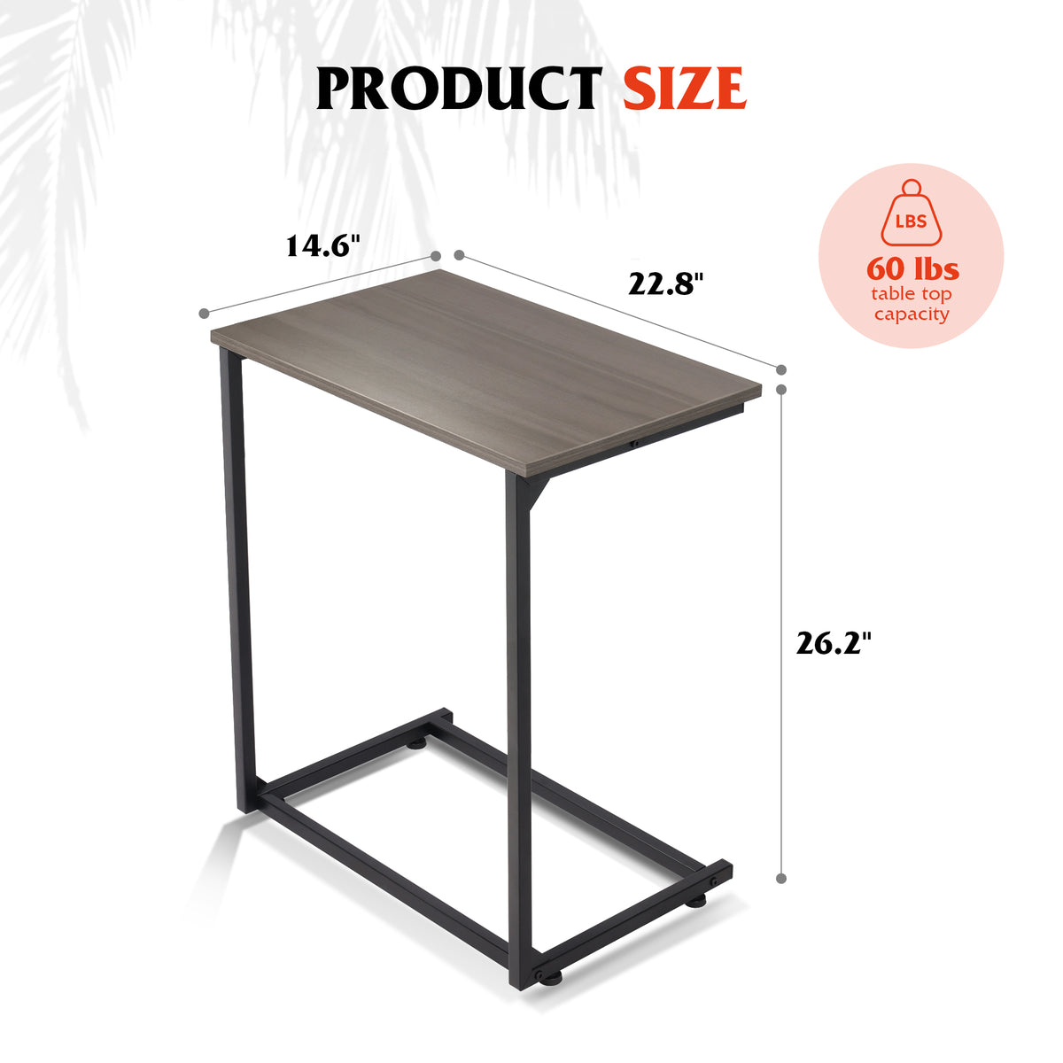 GALAXHERO C Shaped End Table, Small Couch Side Table for Coffee & Snack, Sofa Table That Slide Under for Living Room, Bedroom, 14.6 x 22.8 x 26.2 Inches
