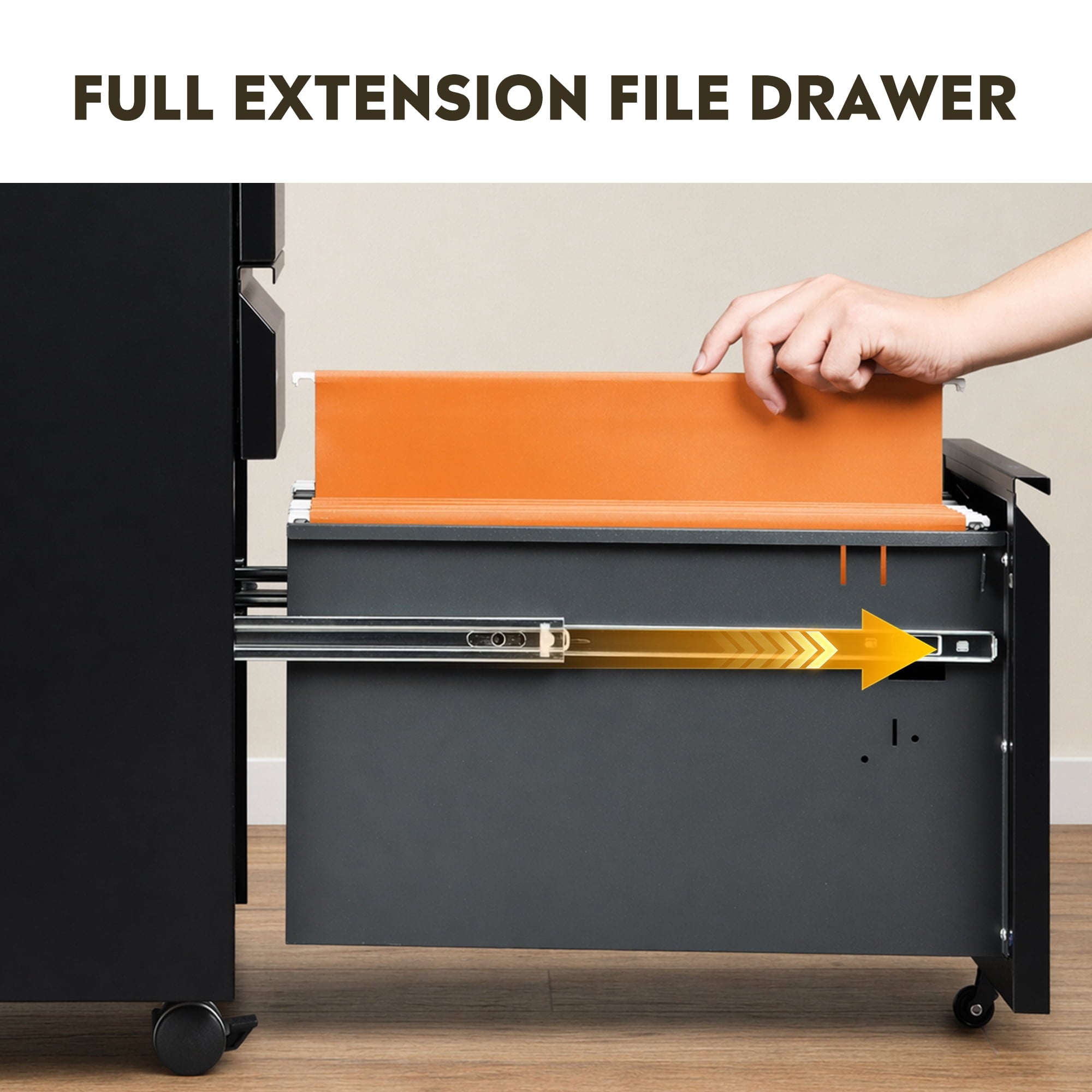 GALAXHERO 3 Drawer Metal File Cabinet with Lock(No Assembly), Mobile Printer Cabinet & Small Under Desk Filing Cabinet for Home Office, Fits Legal/Letter/A4