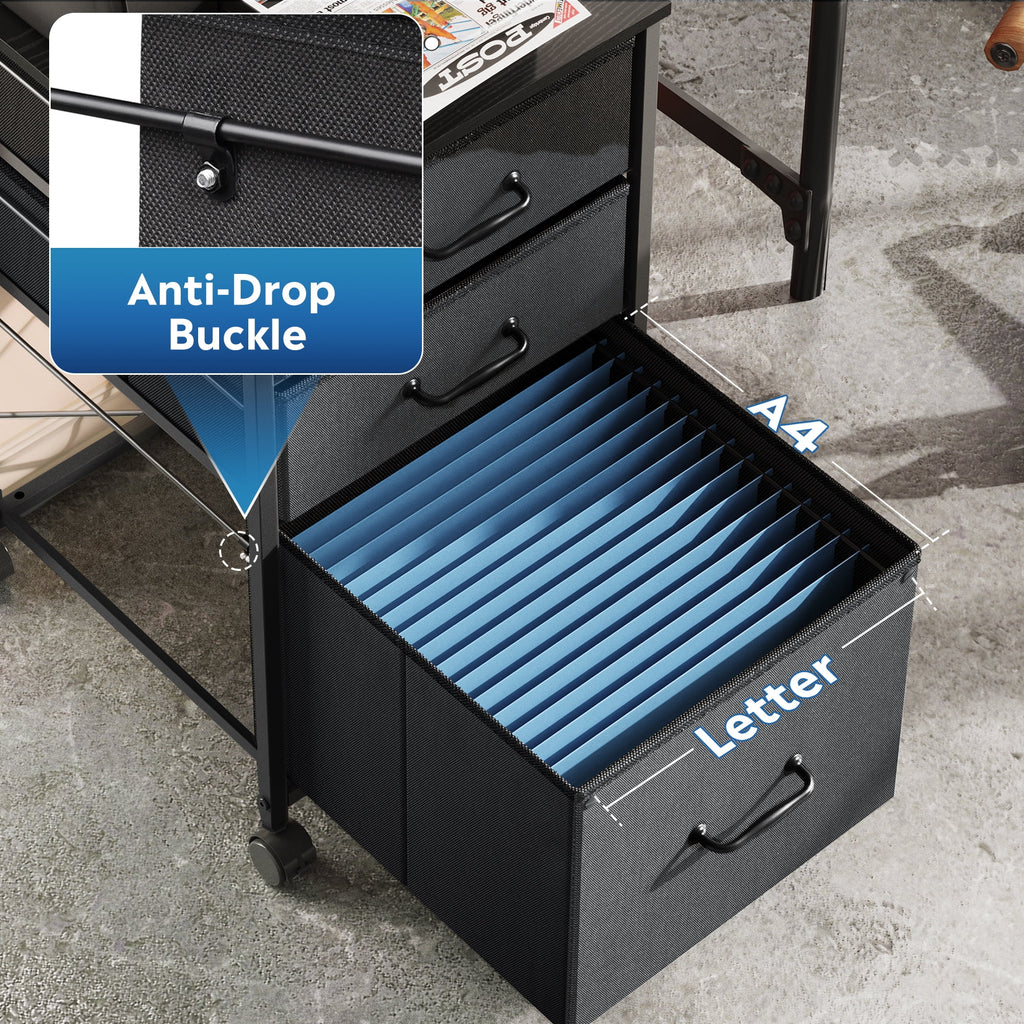 GALAXHERO 3 Drawers Mobile File Cabinet, Desk Table Cabinet Fits A4/Letter Size, Home Office Furniture,  Wood Grain