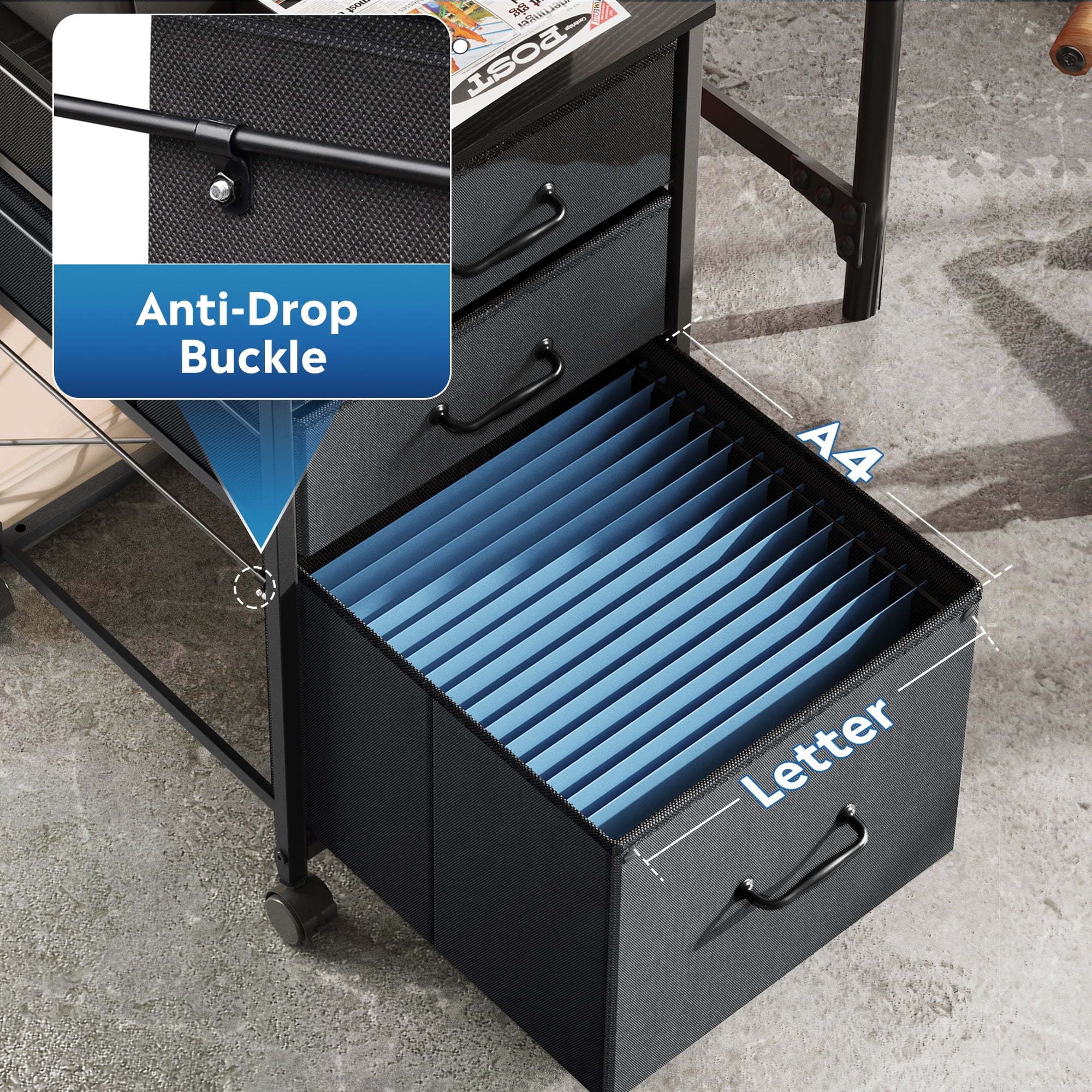 GALAXHERO 3 Drawers Mobile File Cabinet, Desk Table Cabinet Fits A4/Letter Size, Home Office Furniture,  Wood Grain