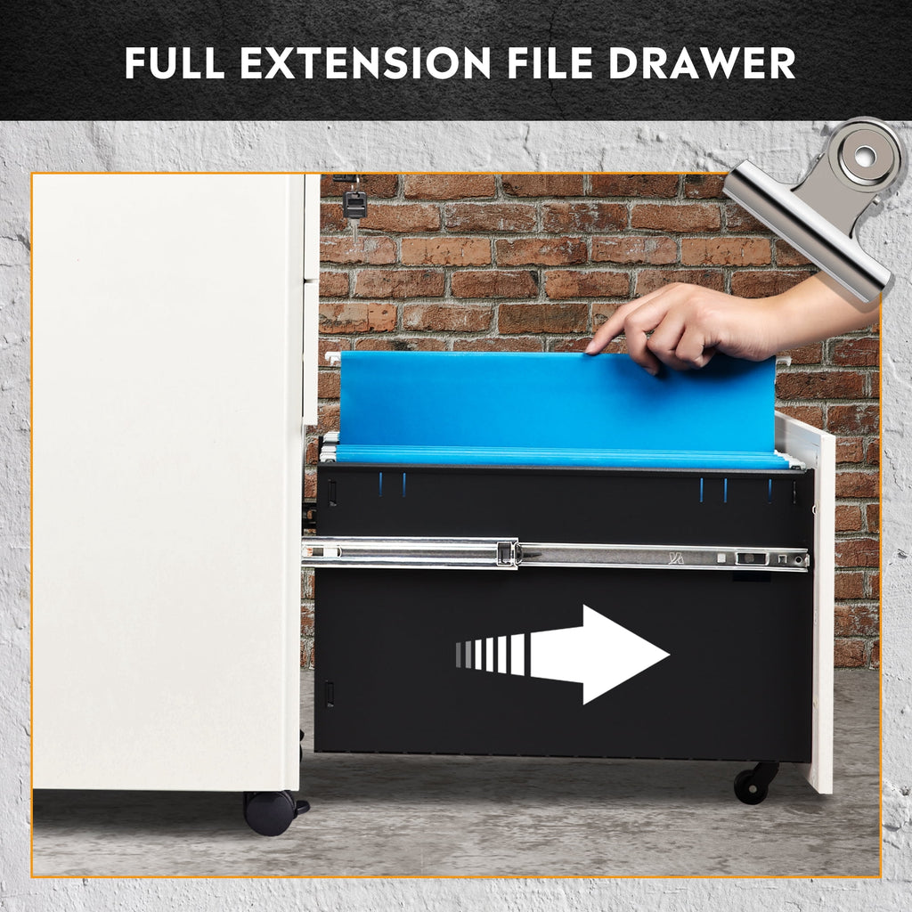GALAXHERO Filing Cabinet 3 Drawer with Lock, Rolling File Cabinet for Home Office, Fully Assembled Under Desk Storage