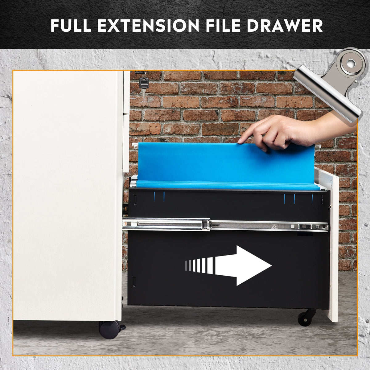 GALAXHERO Filing Cabinet 3 Drawer with Lock, Rolling File Cabinet for Home Office, Fully Assembled Under Desk Storage