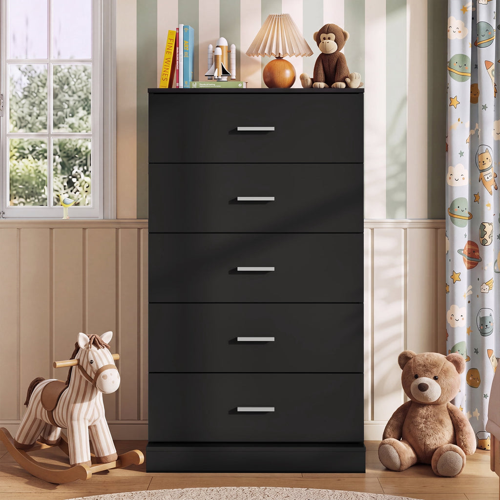 GALAXHERO 5 Drawers Dresser, Chest of Drawers for Bedroom, Tall Wood Storage Cabinet with Metal Handle for Living Room, Closet, Hallway
