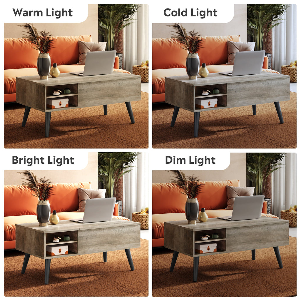 GALAXHERO Coffee Table with Removable Storage Shelves Lift Top Small Coffee Table for Living Room