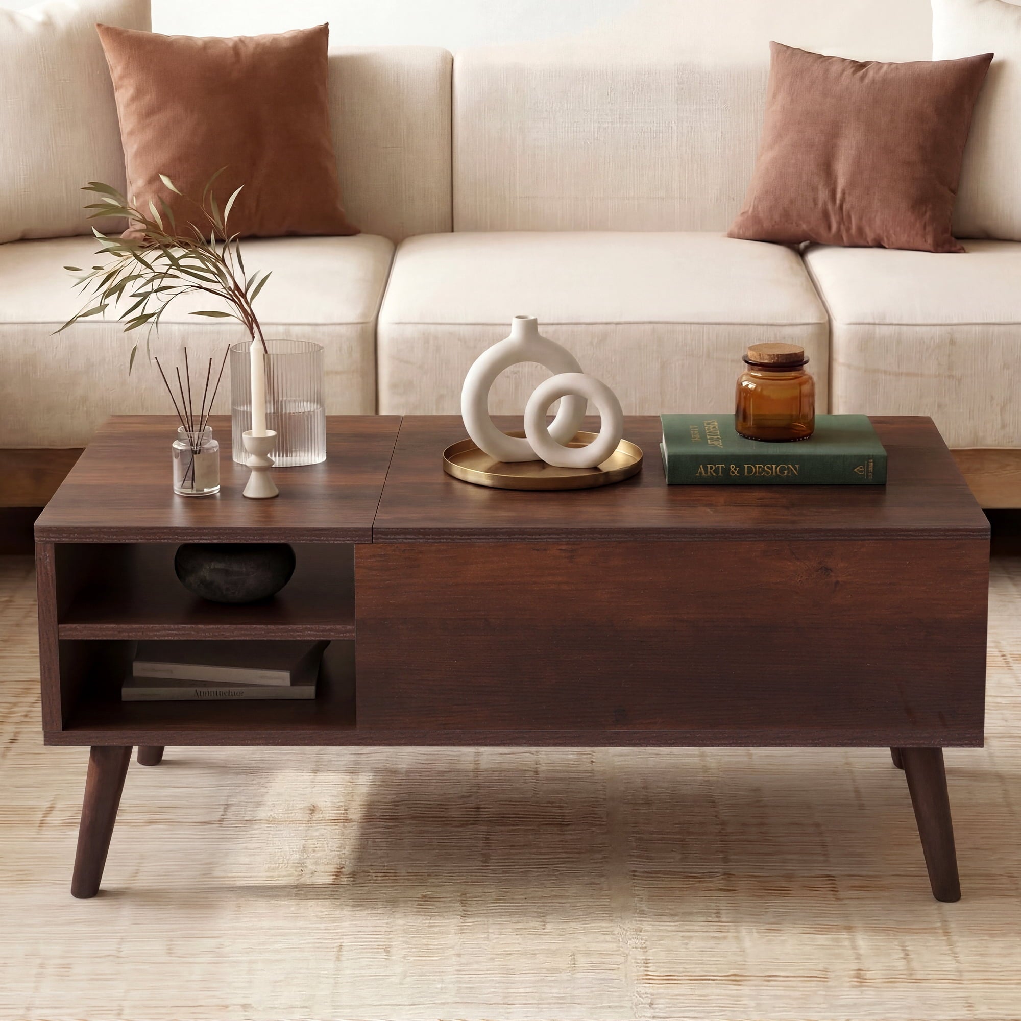 GALAXHERO Coffee Table with Removable Storage Shelves Lift Top Small Coffee Table for Living Room