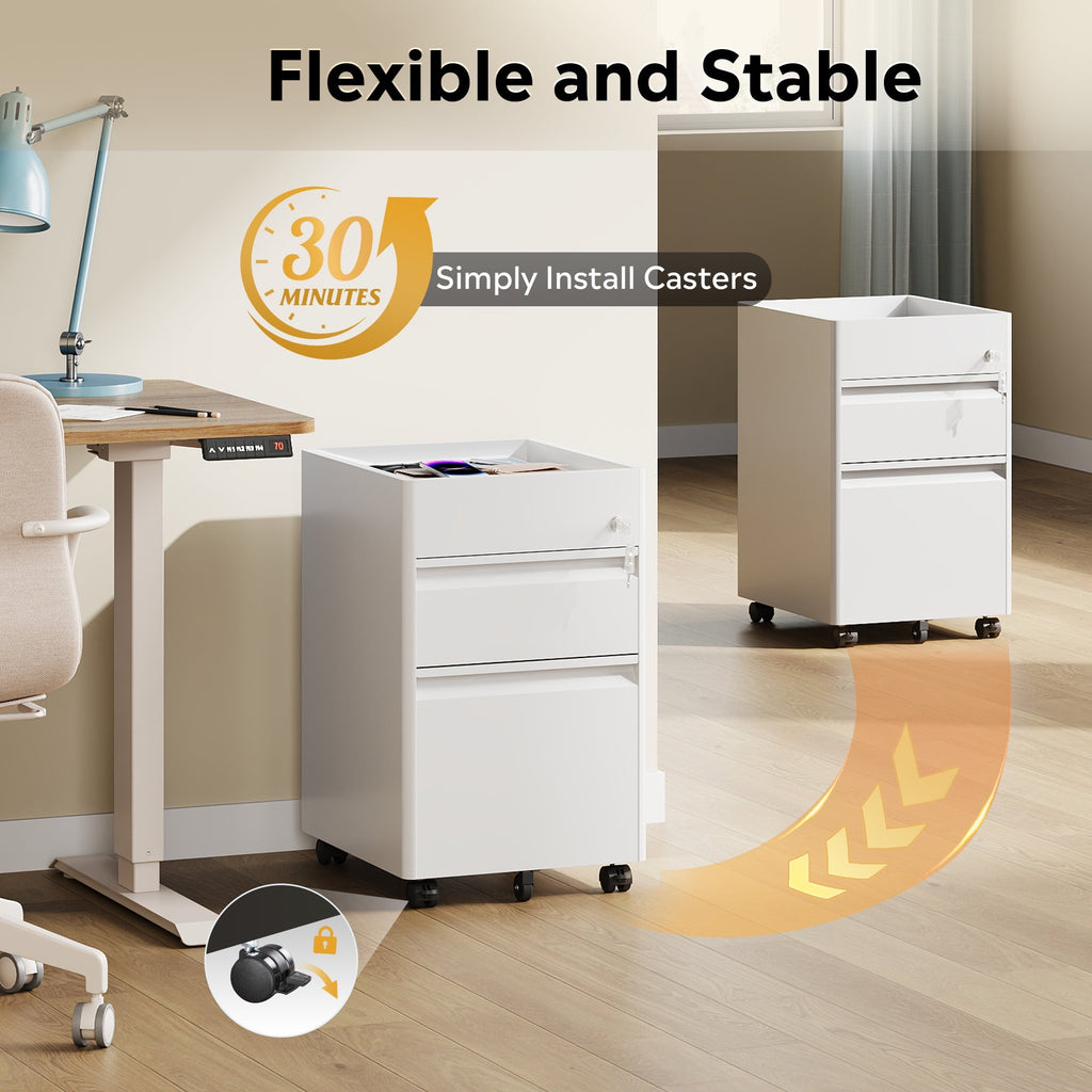 GALAXHERO 2 Drawer File Cabinet with Lock, Metal Storage Organizer with Fence, Mobile Filing Cabinets for Home Office, Fit Letter/A4/Legal Size Files