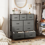 GALAXHERO Dresser 9-Drawer Fabric Storage Tower Chest for Bedroom, Hallway, Entryway, Closet with Fabric Bins, Steel Frame, Wood Top, Easy Pull Handle, Dark Grey