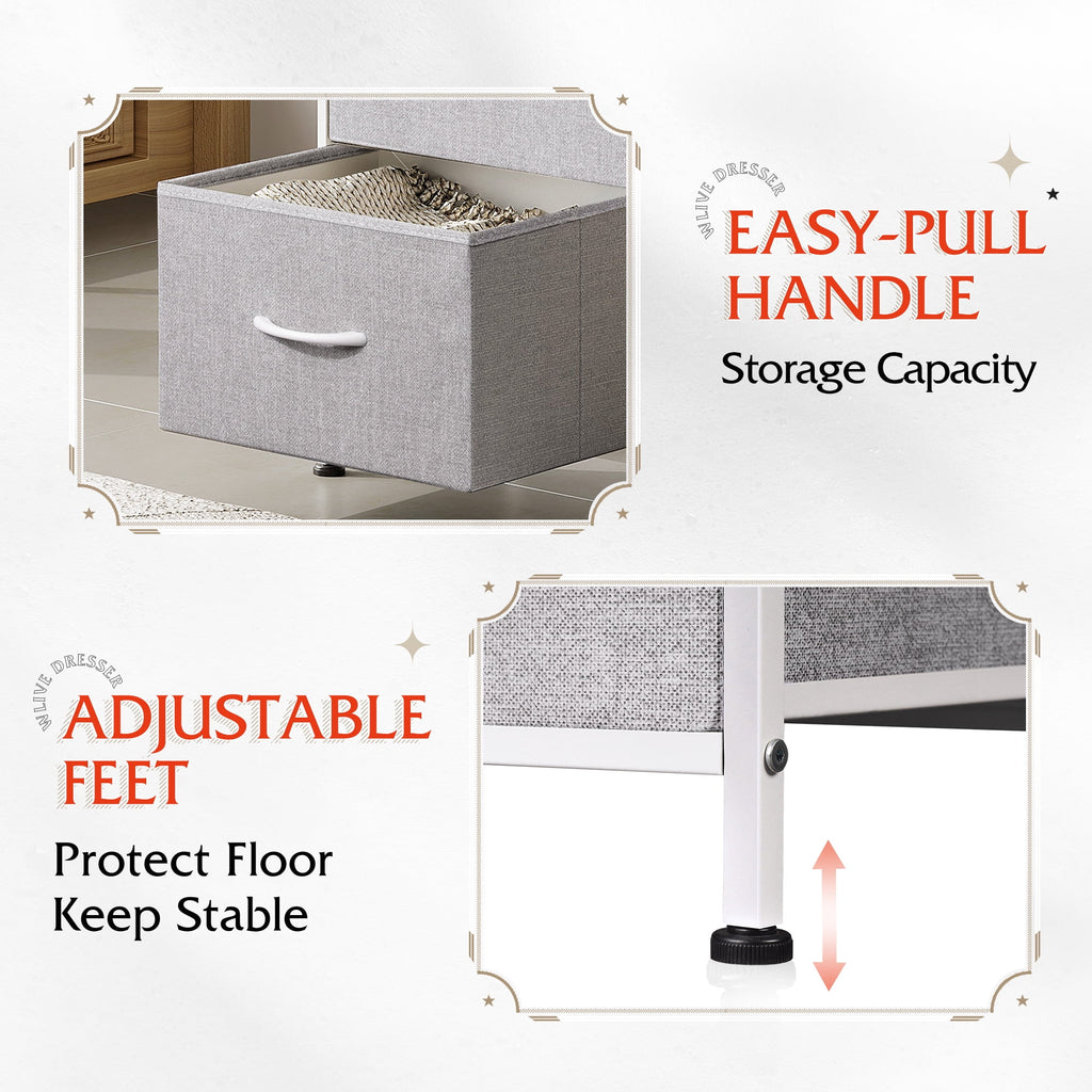 GALAXHERO 3 Drawer Nightstand, Fabric Storage Dresser Sturdy Steel Frame with Wood Top