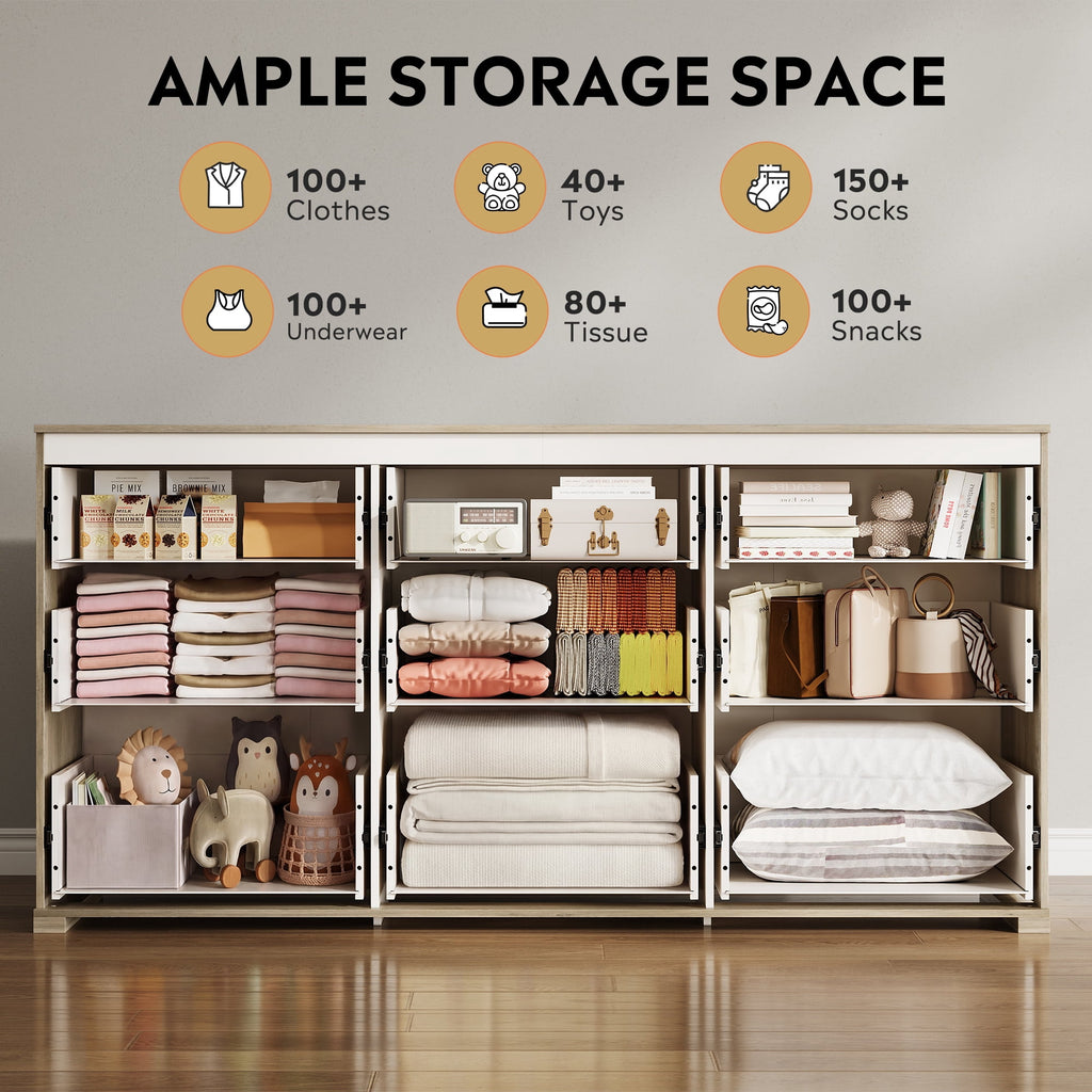 GALAXHERO 9-Drawers Dresser for Bedroom, 63" Wide Modern Dresser for Bedroom, Large Chest of Drawers with Sturdy Metal Handle, Wood Dresser for Living Room, Hallway