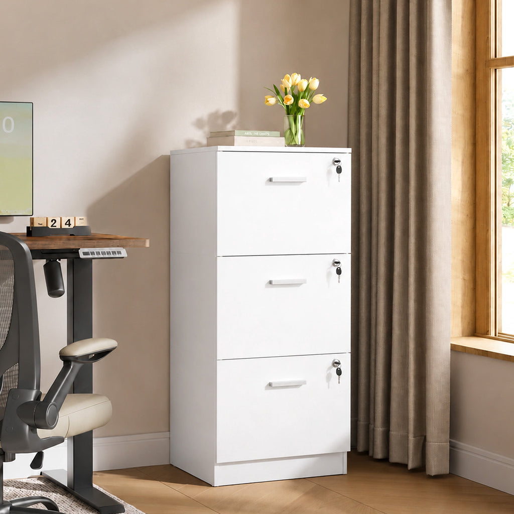 GALAXHERO 3-Drawer File Cabinet with Locks & Wood Printer Stand, Fits Letter/A4, Ideal for Home Office