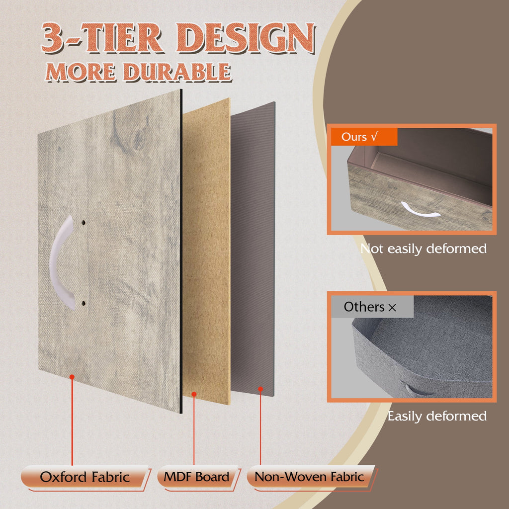 GALAXHERO Nightstand with 2 Drawers, Small Dresser for Closet, End Table with Fabric Bin, Bedside Table for Bedroom, Entryway, College Dorm, Greige Oak